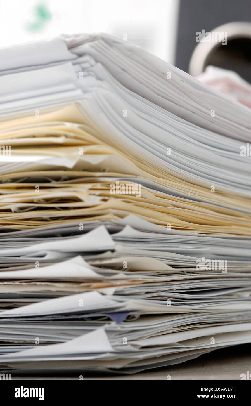 Filed records sorted in a folder Stock Photo