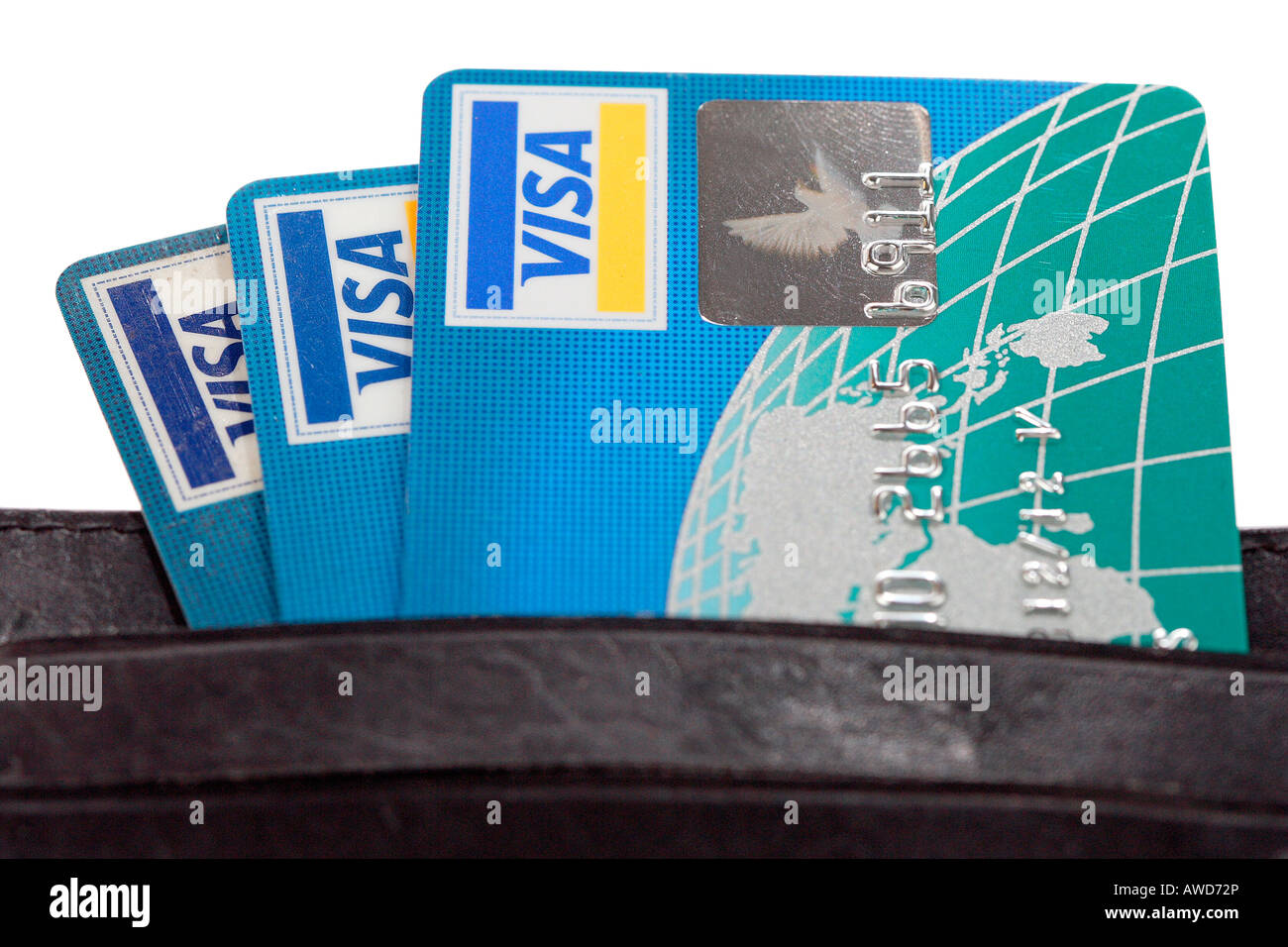 VISA credit cards inside a purse Stock Photo
