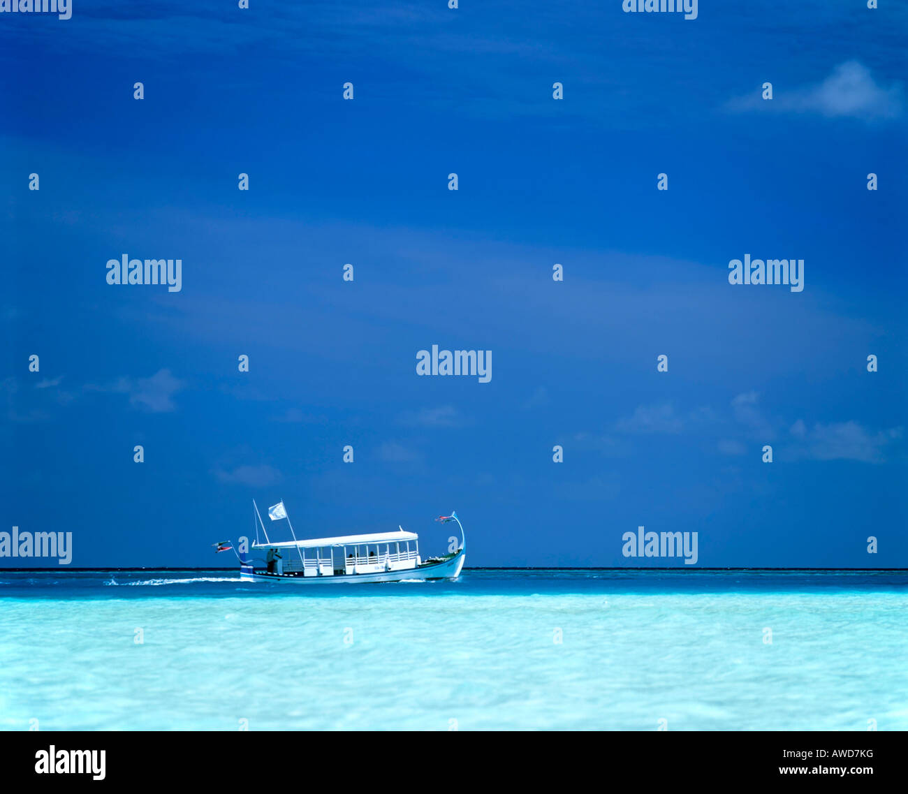 Boat, Dhoni, Maldives, Indian Ocean Stock Photo