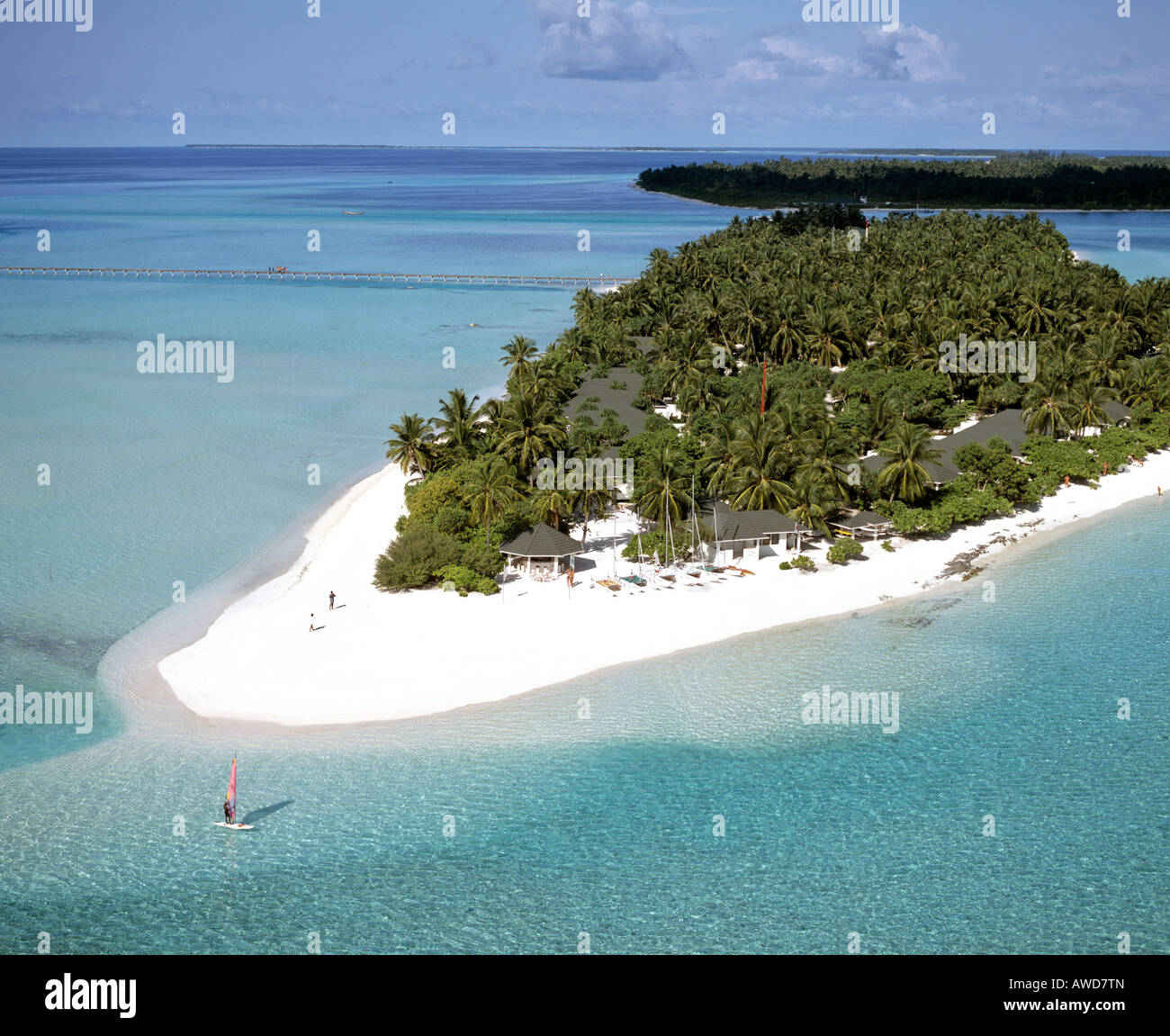 Holiday Island, aerial photograph, South Male Atoll, Maldives, Indian Ocean Stock Photo