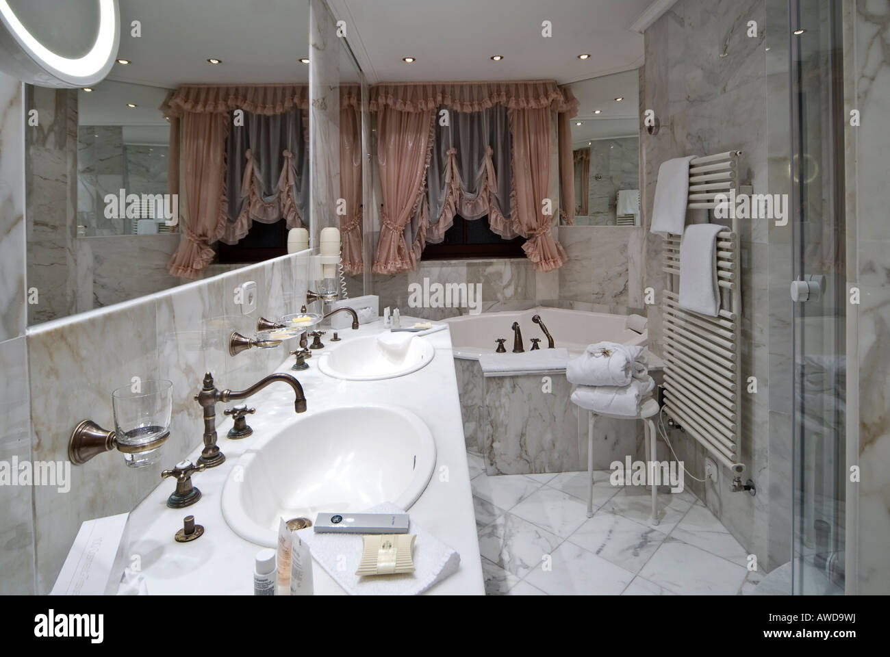 Bathroom, Posthotel, Achenkirch, Tyrol, Austria Stock Photo