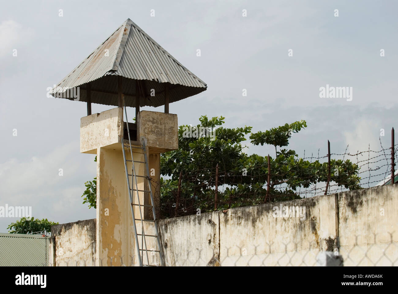 Watch tower of 'Correctional Center II' prison, Phnom Penh, Cambodia Stock Photo