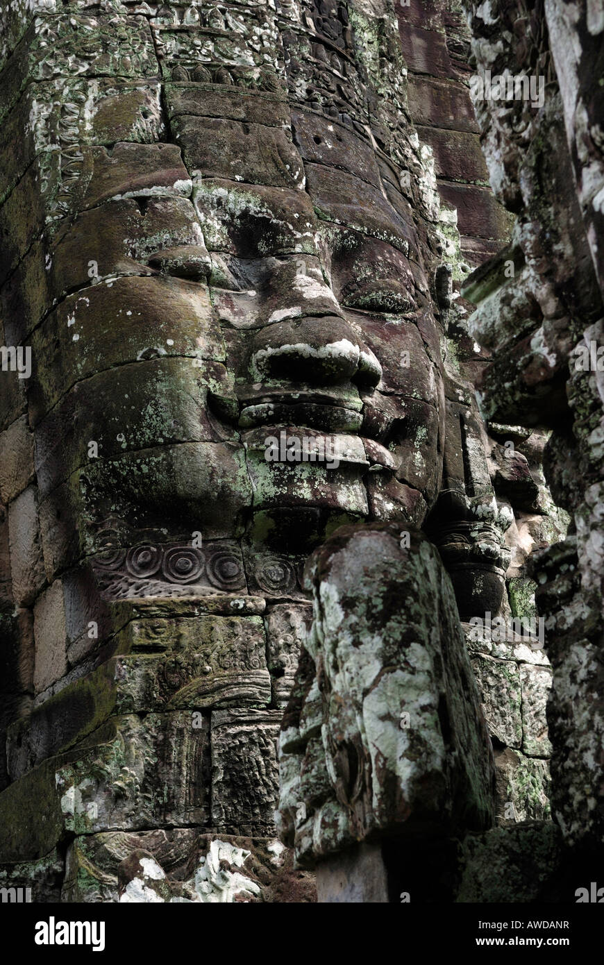 Relief of the hinduist god Lokeshvara (Lord of the world) in Bayon tempel in the ancient city Angkor Thom, Cambodia Stock Photo