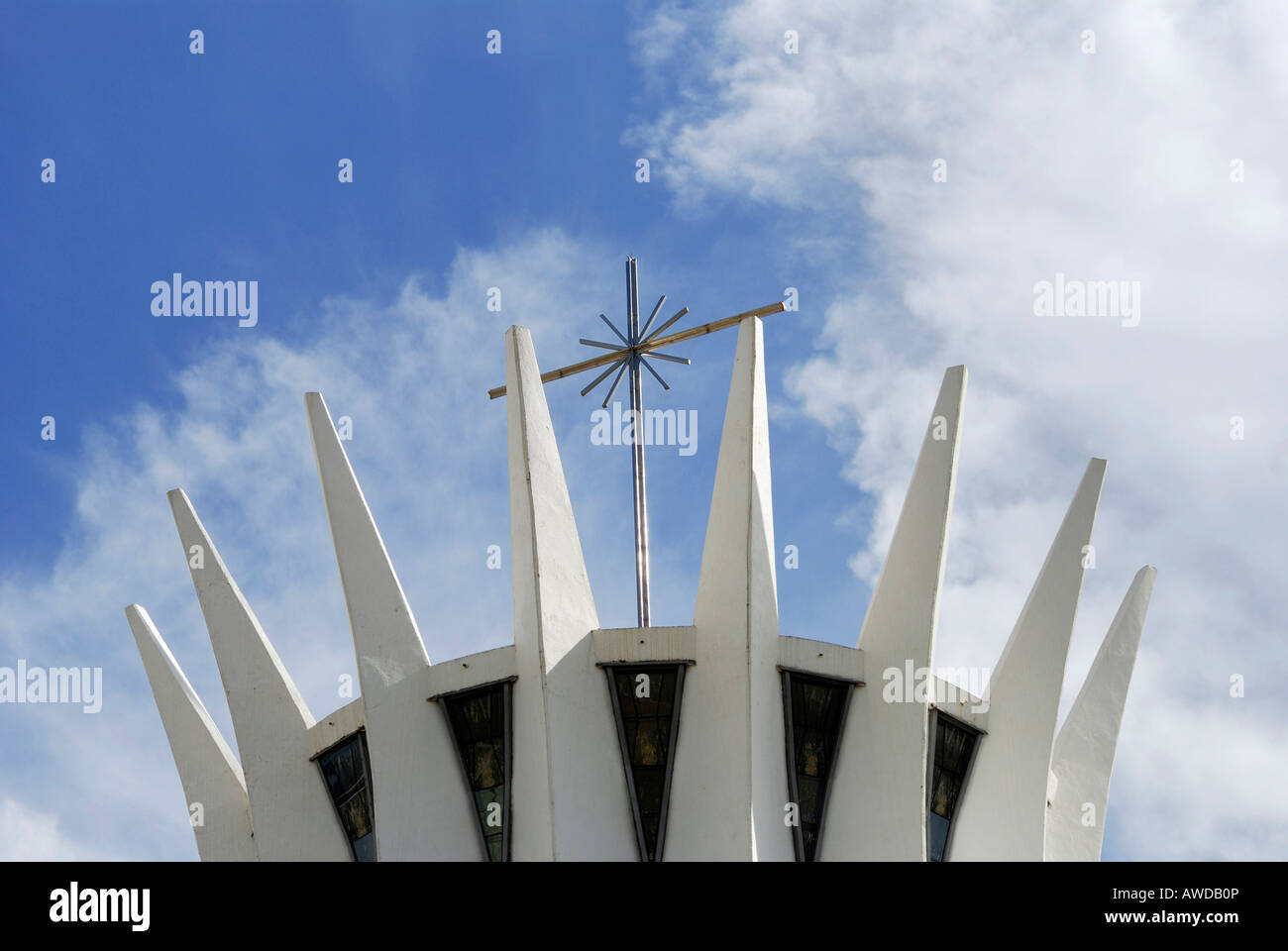 Cathedral 'Nossa senhora da Aparecida, Brasilia, Brazil. Architect: Oscar Niemeyer Stock Photo