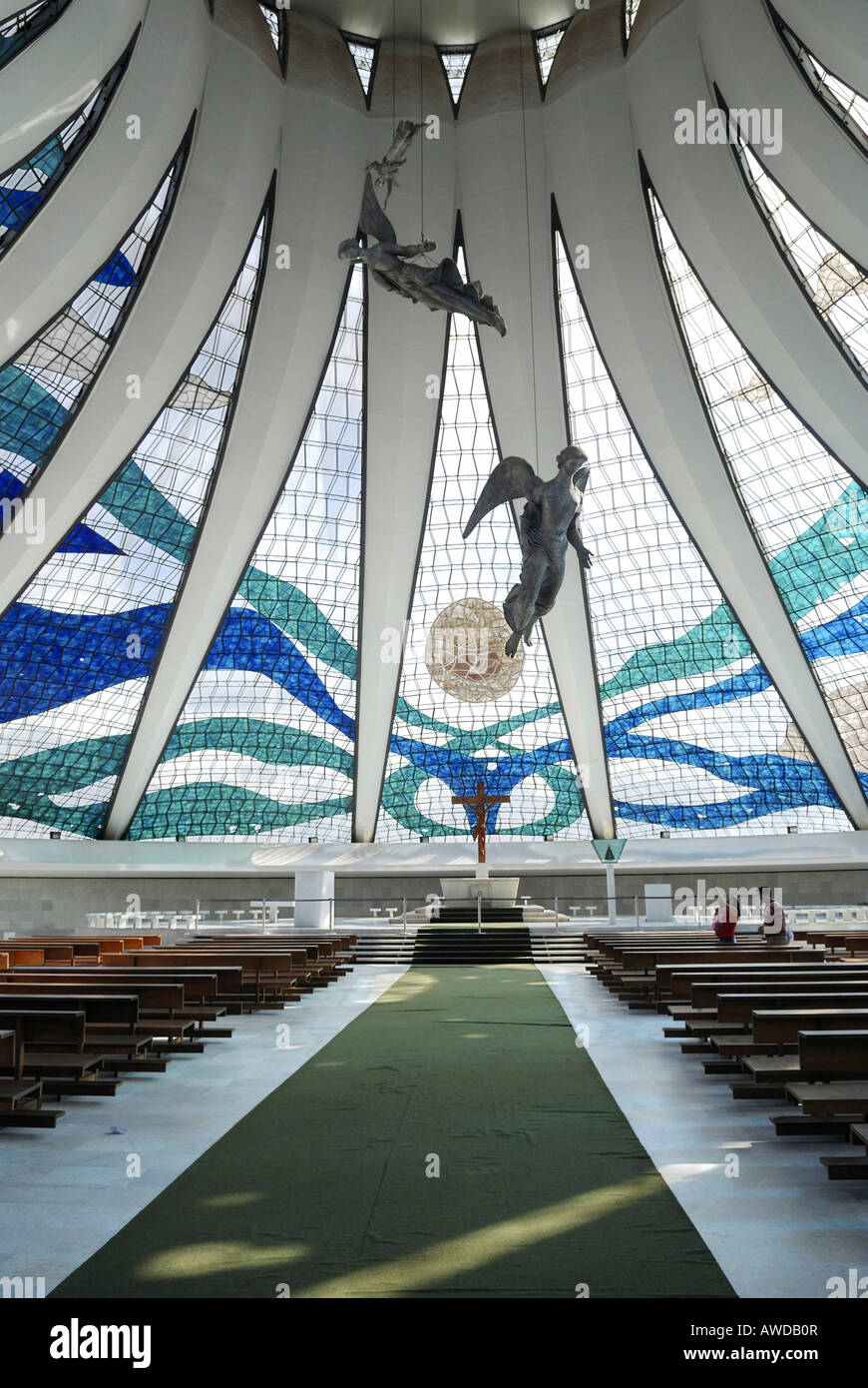 Inside the cathedral "Nossa senhora da Aparecida", Brasilia, Brazil. Architect: Oscar Niemeyer Stock Photo