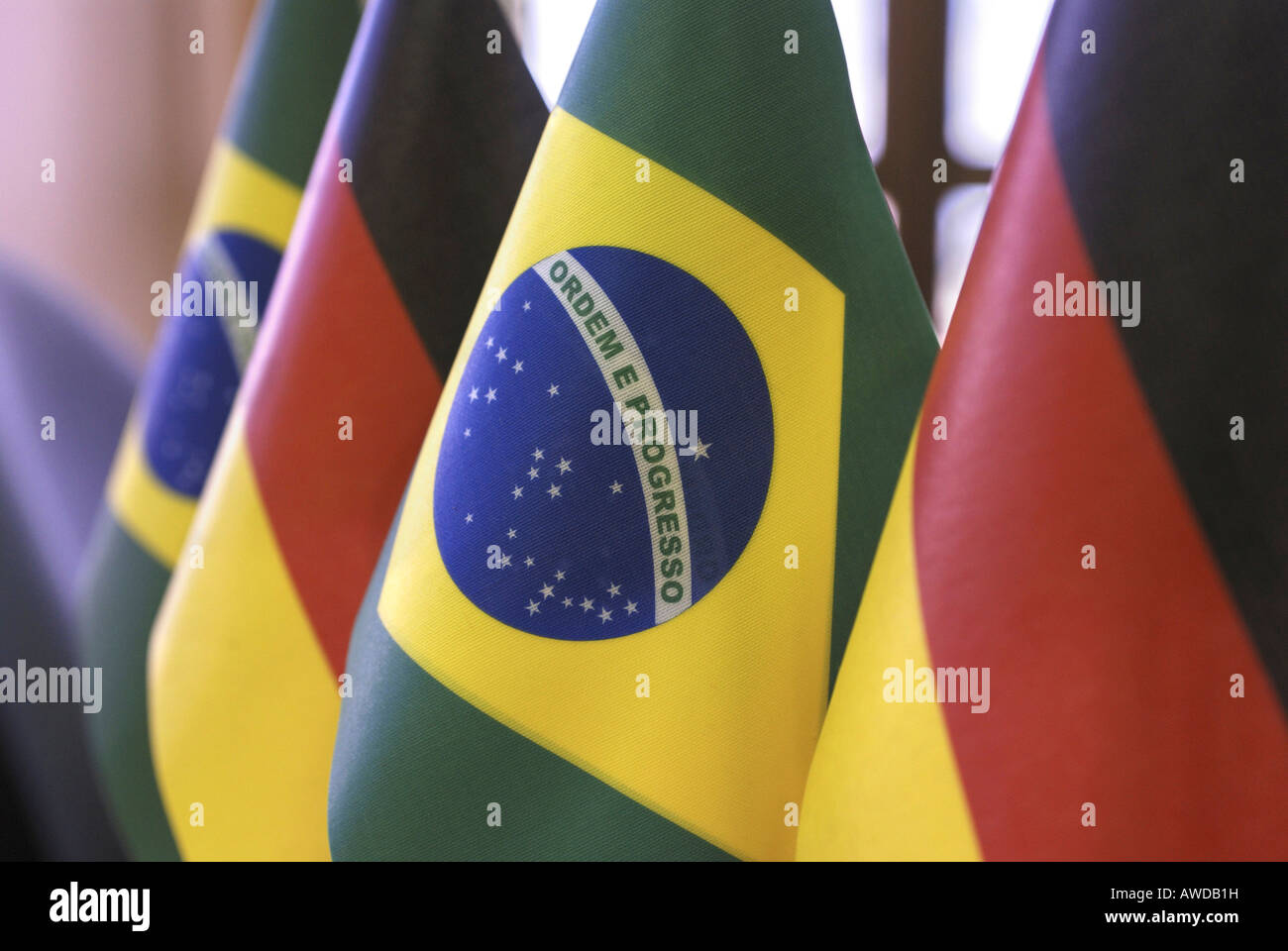 German and Brazilian flags Stock Photo