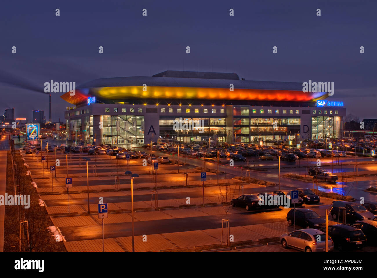 SAP-Arena in early evening during a World Men's Handball Championship event in Mannheim, Germany, Europe Stock Photo