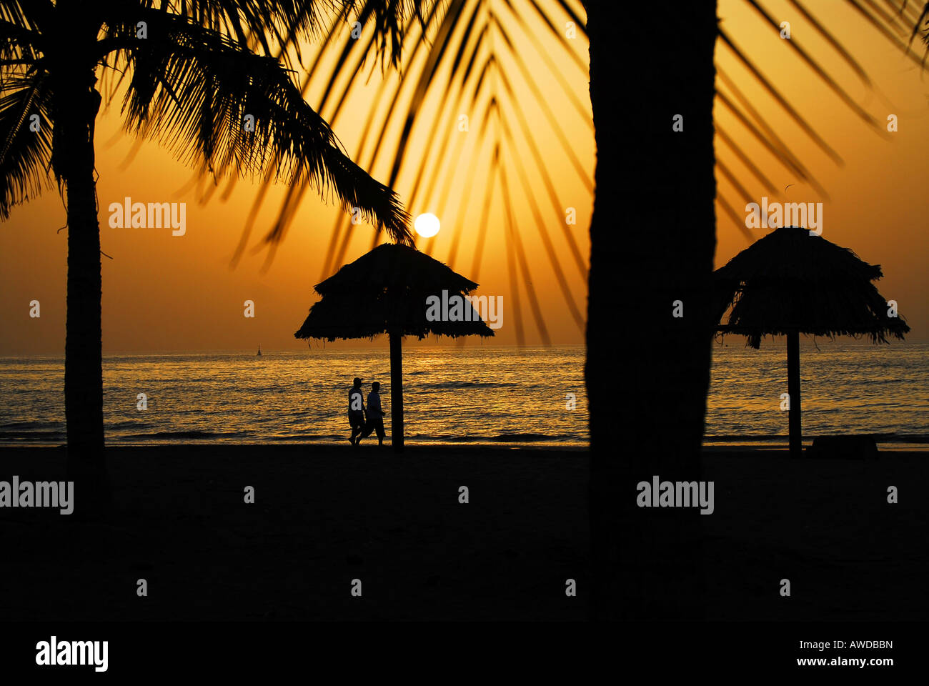 Sunset at the Gulf of Oman, Muscat, Oman Stock Photo