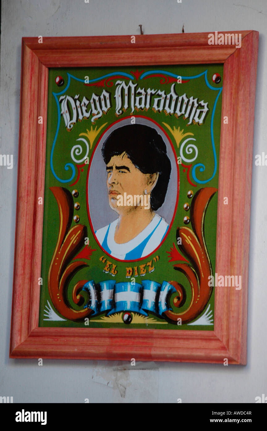Picture of Diego Maradona in a bar, Buenos Aires, Argentina Stock Photo