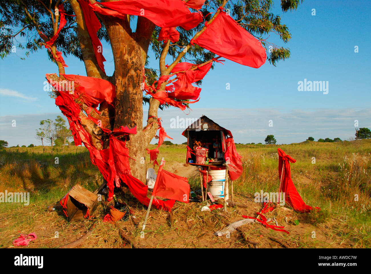 Memorial for Gauchito Gil (argentinian Robin Hood), near Mar Chiquita, Buenos Aires province, Argentina Stock Photo