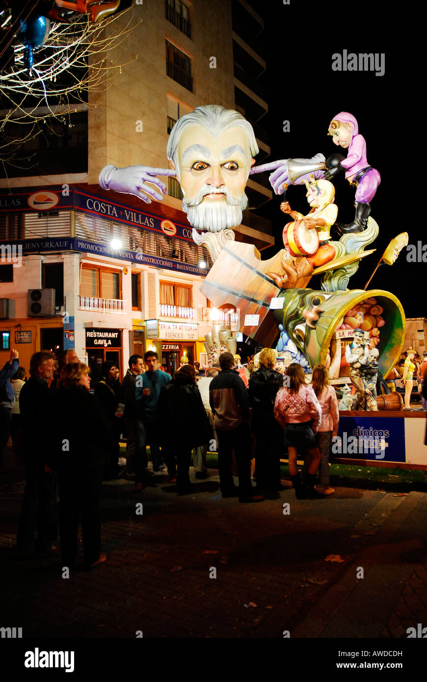 Colourful paper-maché figures at the 'Fallas' festival, Dénia, Spain, Europe Stock Photo
