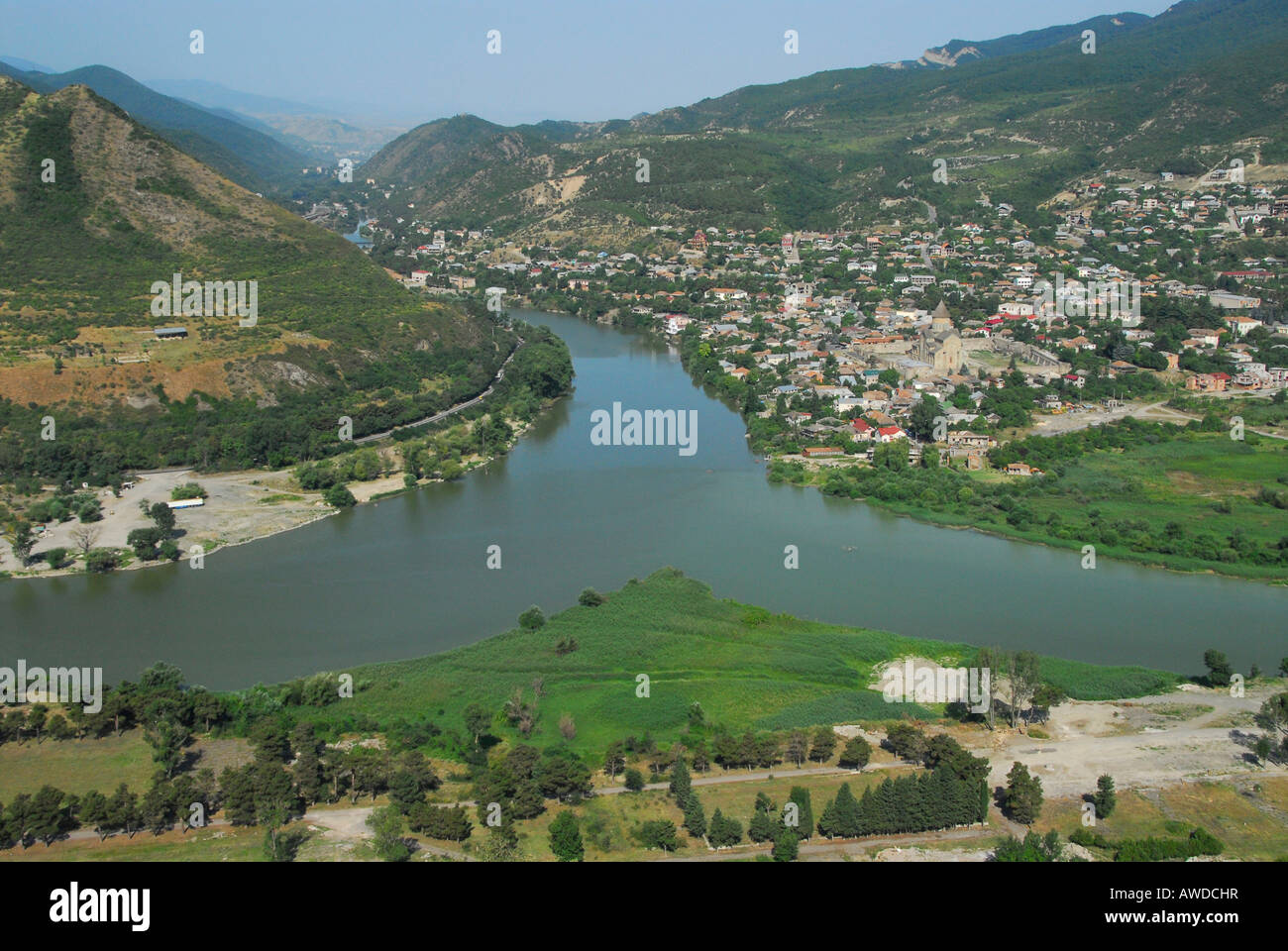 Confluence of the rivers Mtkwari and Aragwi, near Mzcheta,