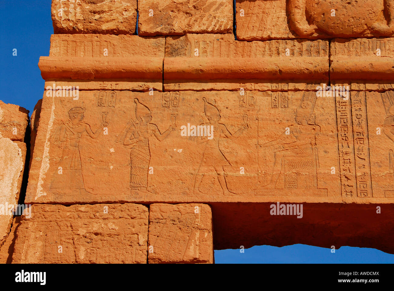 Detail of the temple for the god Amun, Naga, Sudan, Africa Stock Photo