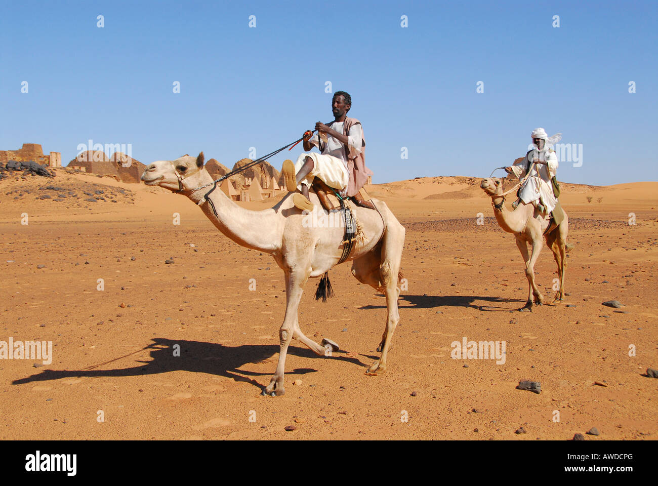 Nomads on camelback, Meroe, Sudan, Africa Stock Photo - Alamy