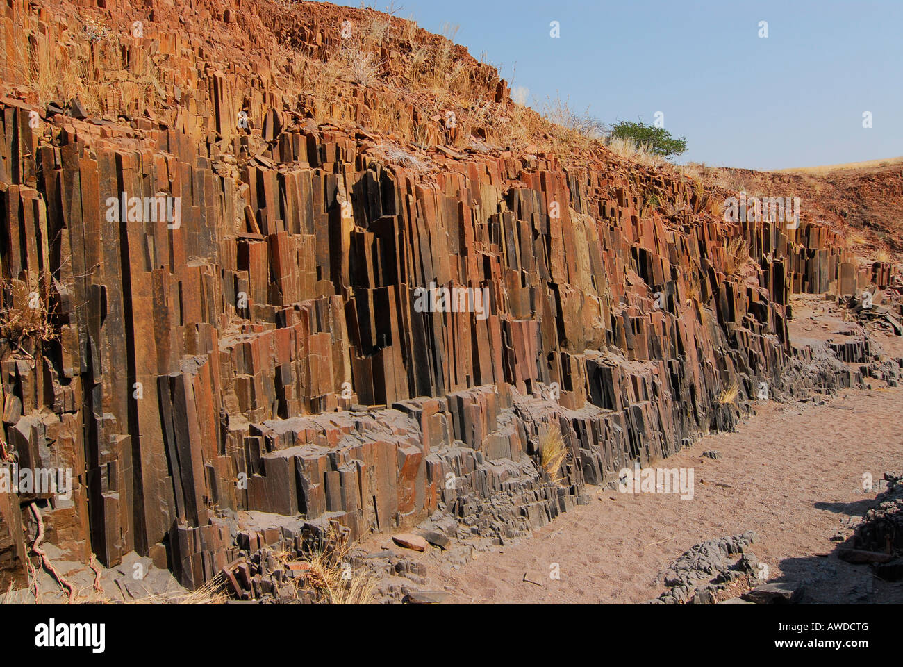 Basalt organ pipes (basalt columns), Twyfelfontein, Namibia, Africa Stock Photo