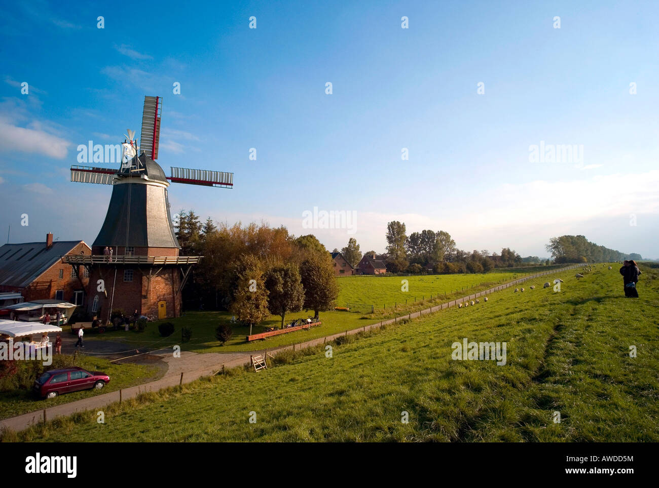 Windmill, Rade Aschwarden, Lower Saxony, Germany Stock Photo