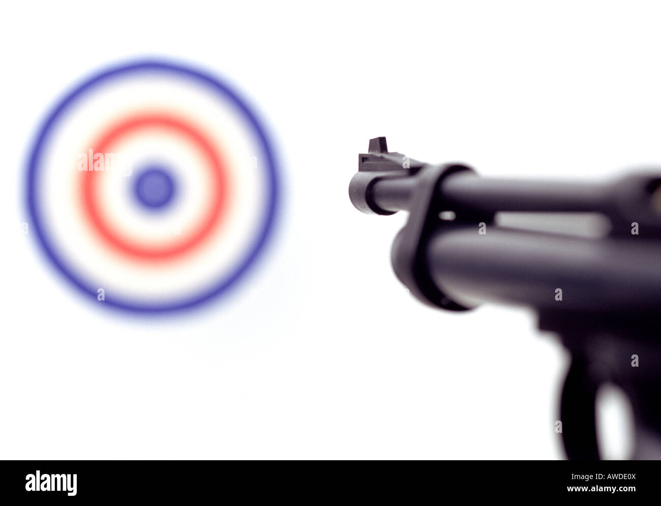 Gun pointing at target. Stock Photo