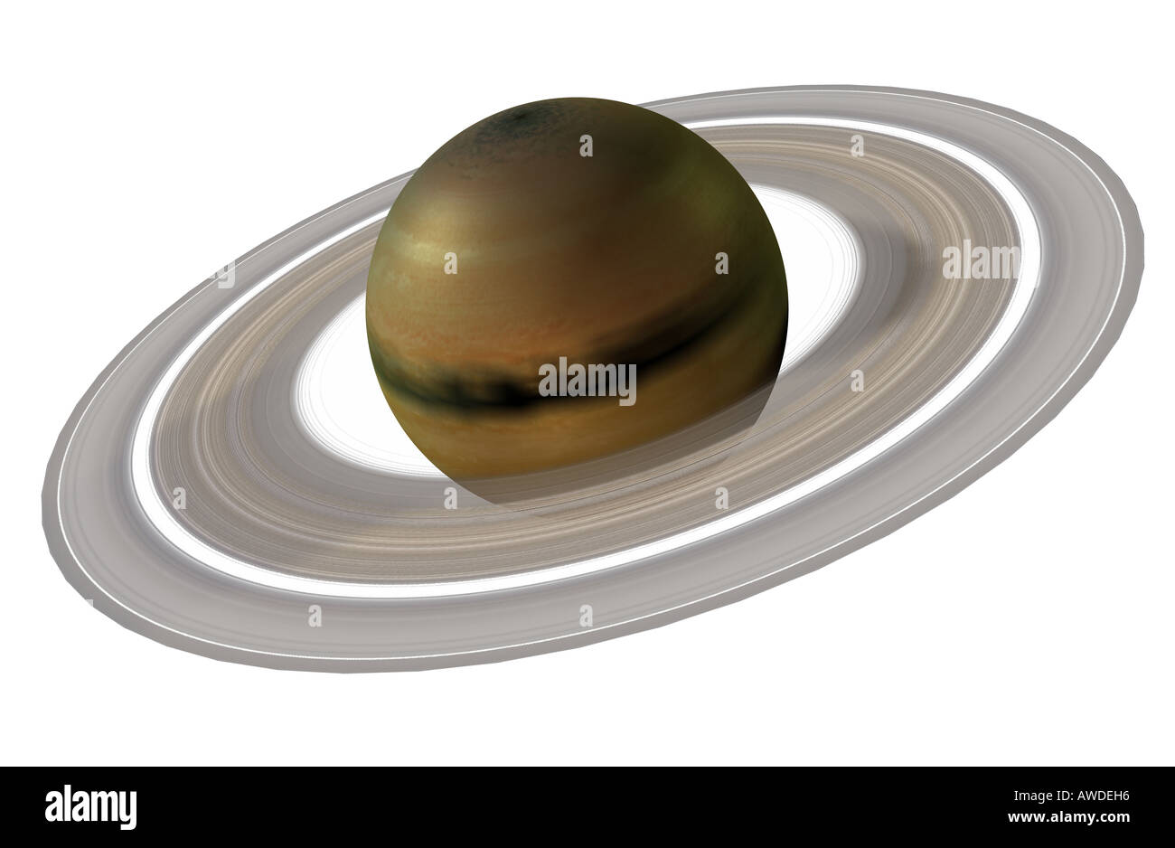 Der The Saturn is the second largest planet of the solar system and on the sixth position Stock Photo