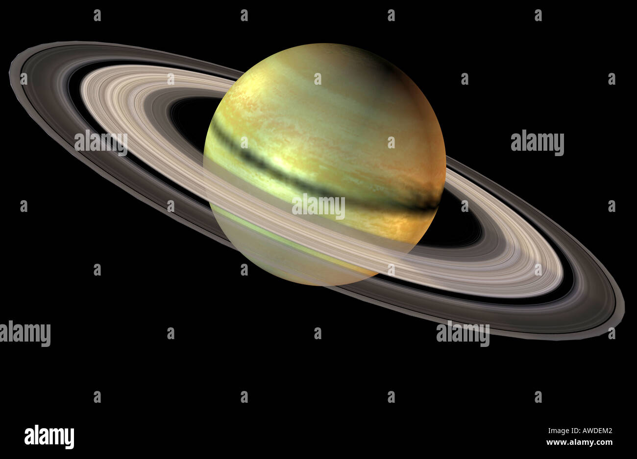 The Saturn is the second largest planet of the solar system and on the sixth position Stock Photo