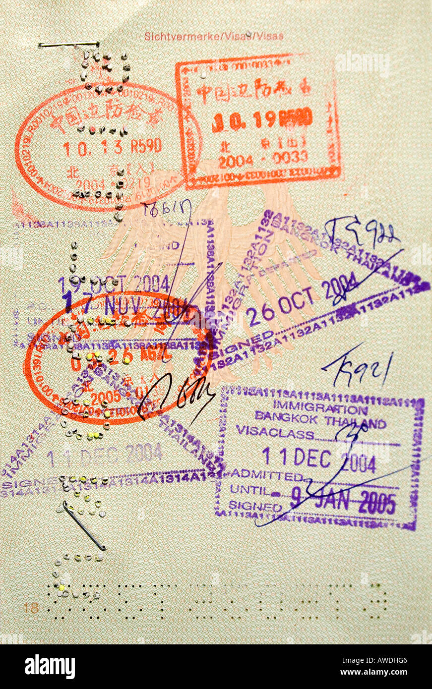 Stamped Passport Stock Photo