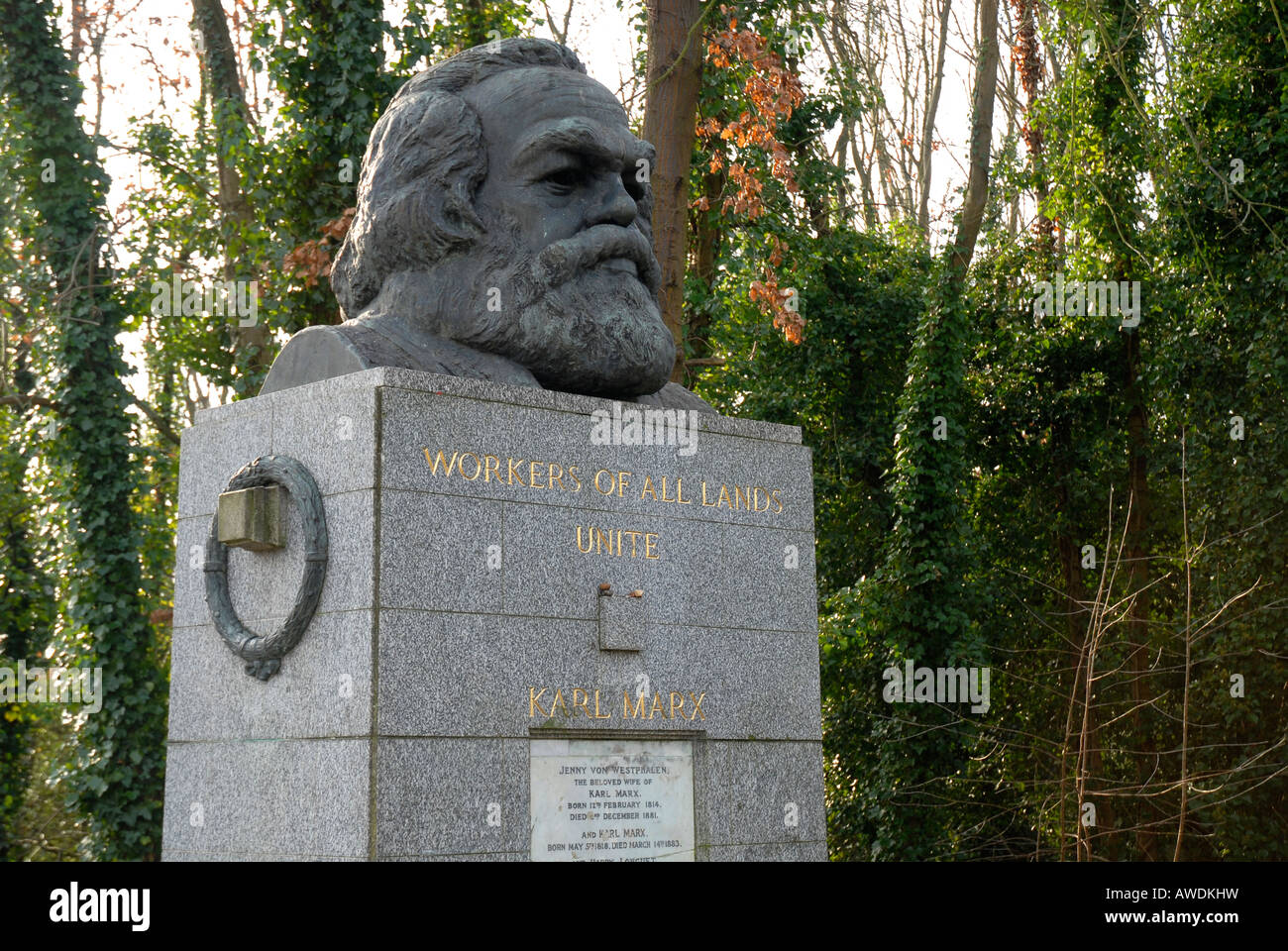 Grave of Karl Marx at Highgate Cemetery, London, UK Stock Photo