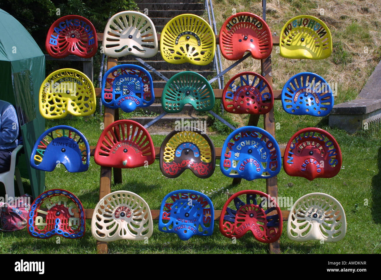 Vintage tractor seat colourful Stock Photo Alamy