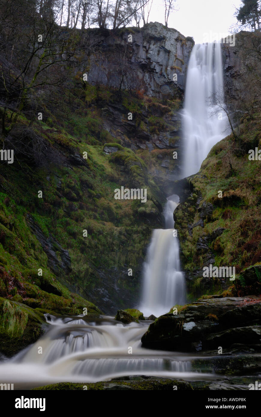 Pistyll Rhaeadr waterfall in North Wales Stock Photo