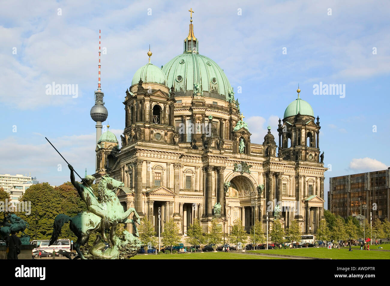 Berliner Dom church church horse architecture Berlin Germany Europe capital city cathedral architecture dome sight square Stock Photo