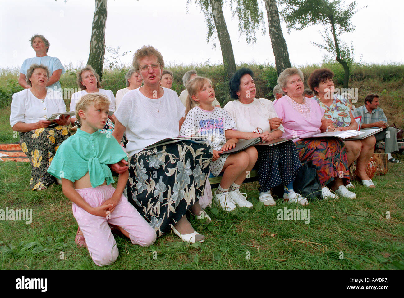 Members of the German minority, singing, Kotulin, Poland Stock Photo