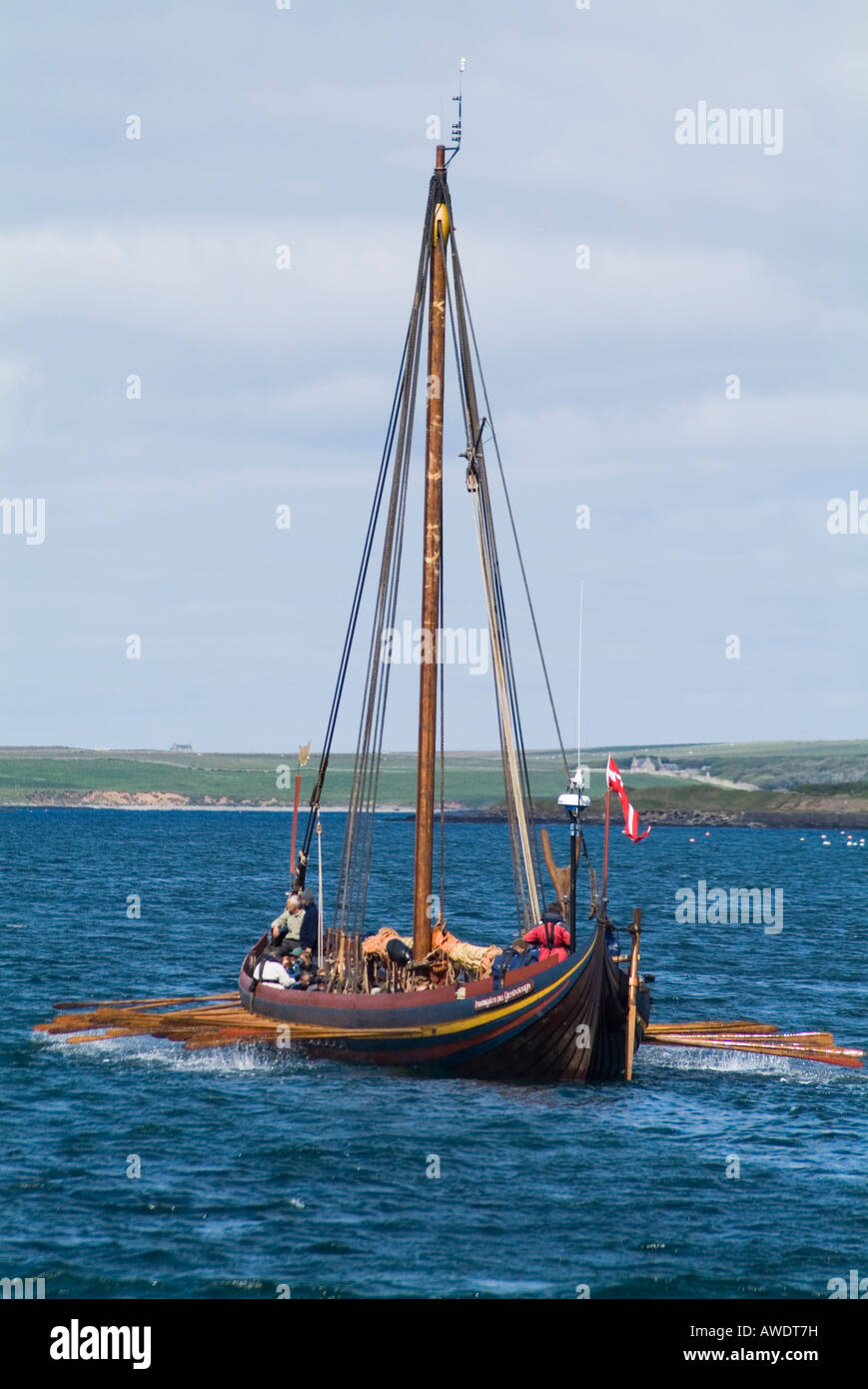 dh Viking galley Sea Stallion KIRKWALL ORKNEY Havhingsten fra Glendalough long boat vikings longboat danish longships sailing scotland longship rowing Stock Photo