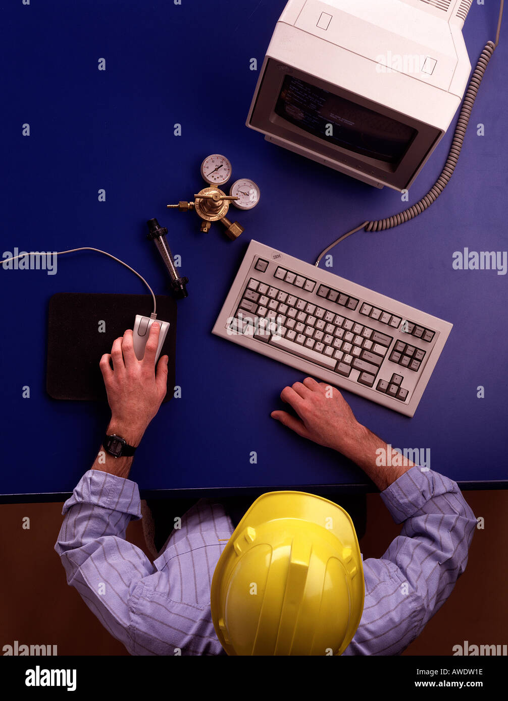 overhead view office environment Stock Photo Alamy