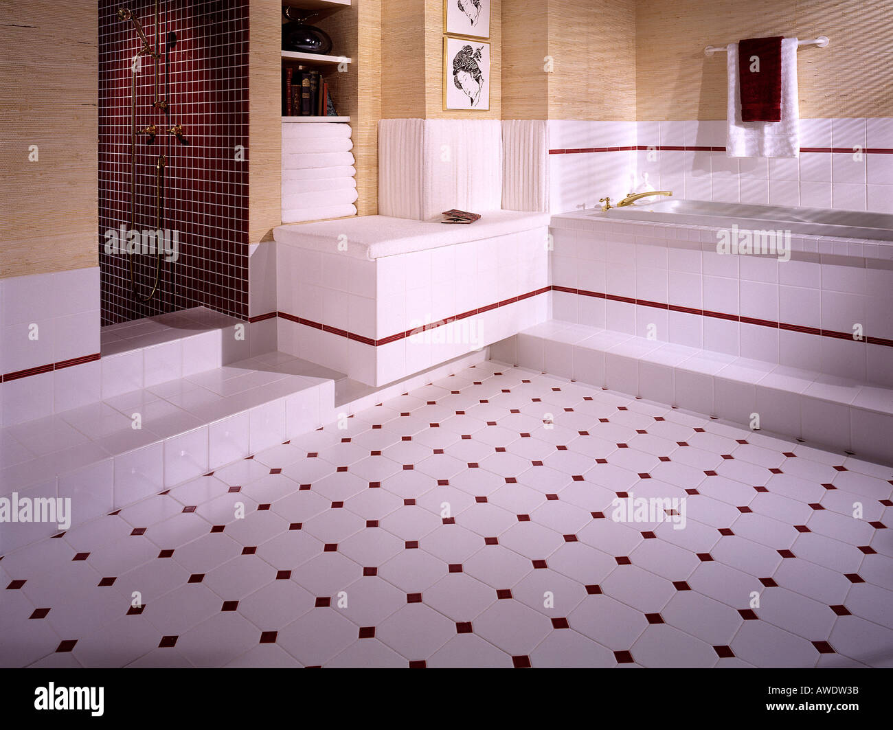 interior room ceramic tile floor flooring metro style styling Stock ...