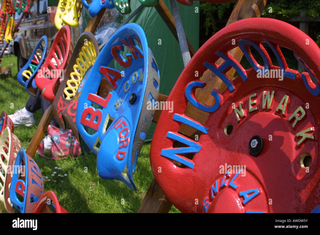 Vintage tractor seat colourful Stock Photo Alamy