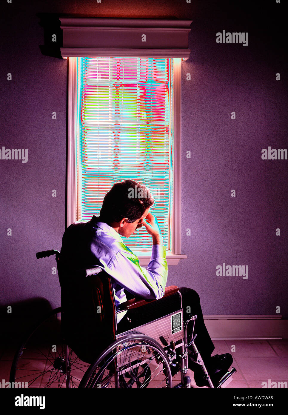 1 one male patient in wheelchair copy space Stock Photo Alamy