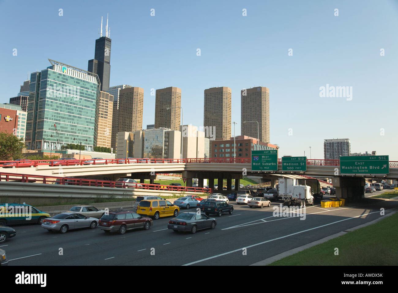 ILLINOIS Chicago Traffic on Kennedy highway interstate system Stock