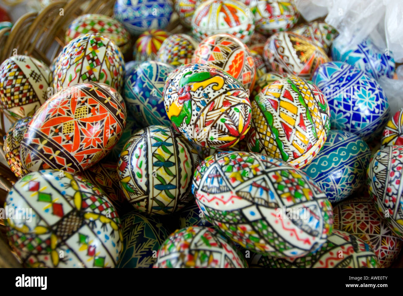 Europe Romania Moldavia Bucovina painted Easter eggs are traditional ...