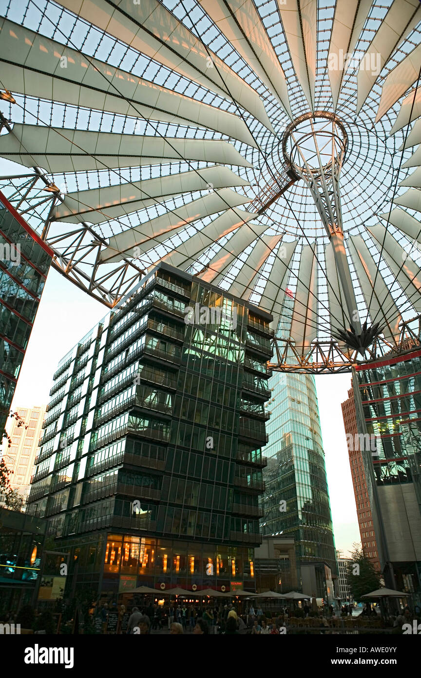 special roof construction modern outdoor architecture Sony Center Potsdamer Platz square Berlin Germany Europe capital city Stock Photo