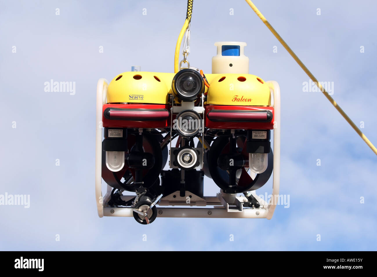 Remote Operated Vehicle (ROV) for use in the oil industry for underwater maintenance on oil rigs and platforms Stock Photo