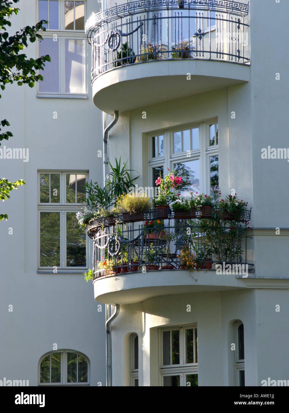 Residential building with balcony, Potsdam, Germany Stock Photo