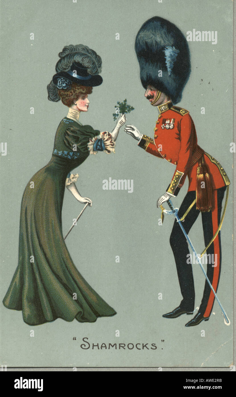 Picture postcard titled 'Shamrocks' circa 1905 Stock Photo
