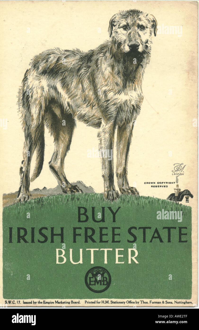 Empire Marketing Board advertisement for Irish butter circa 1925 Stock Photo
