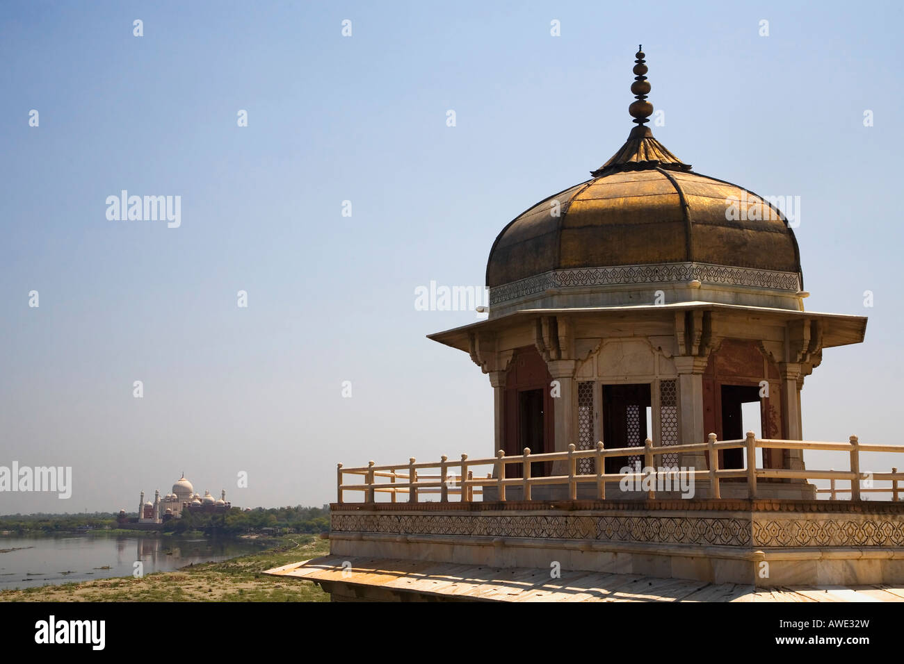View from Musamman Burj looking to the Taj Mahal Red Fort complex a ...