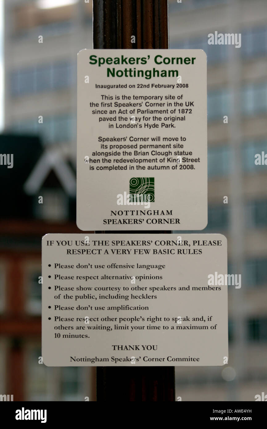 Nottinghams Speakers Corner Set up on 22 2 08 in a temporary position