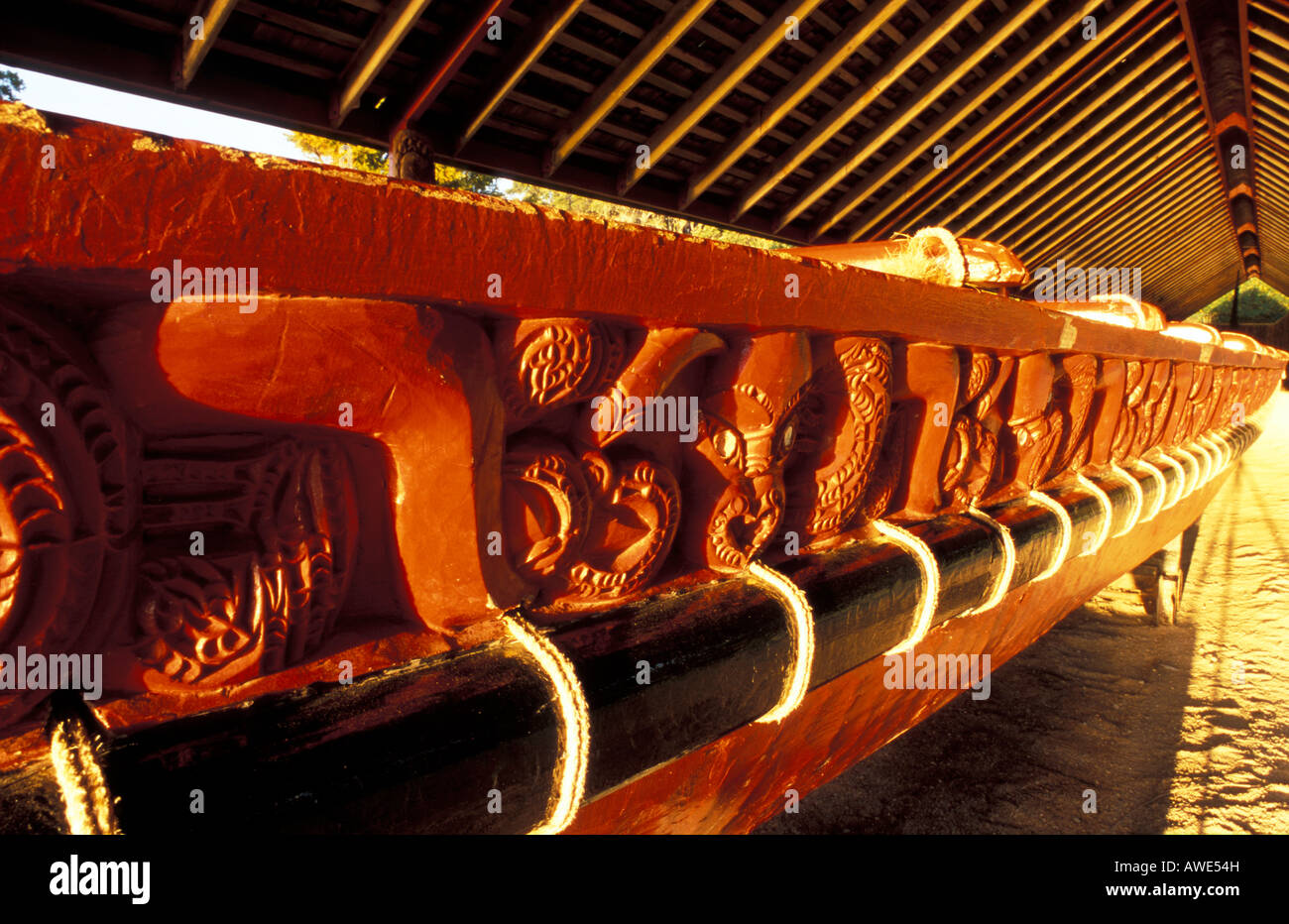 Detail of the Waka The Canoe House Waitangi Northland New Zealand Stock