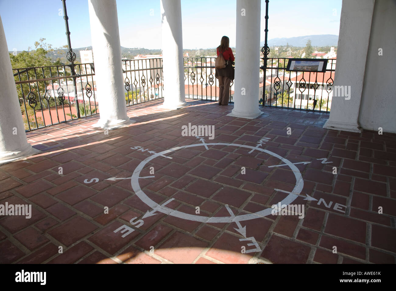 CALIFORNIA Santa Barbara Compass on floor of viewing tower County
