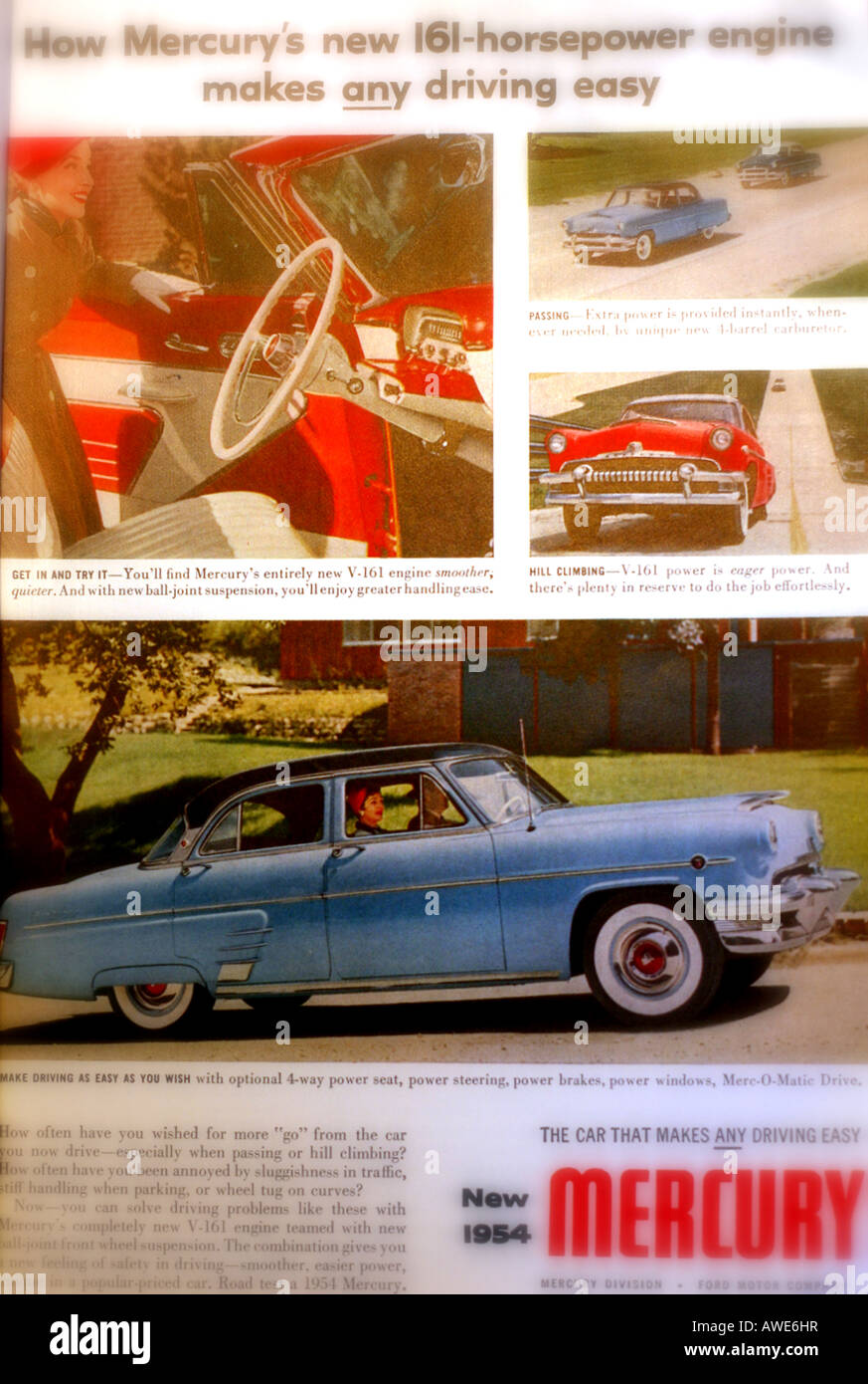 1950s Mercury car advert in magazine: EDITORIAL USE ONLY Stock Photo