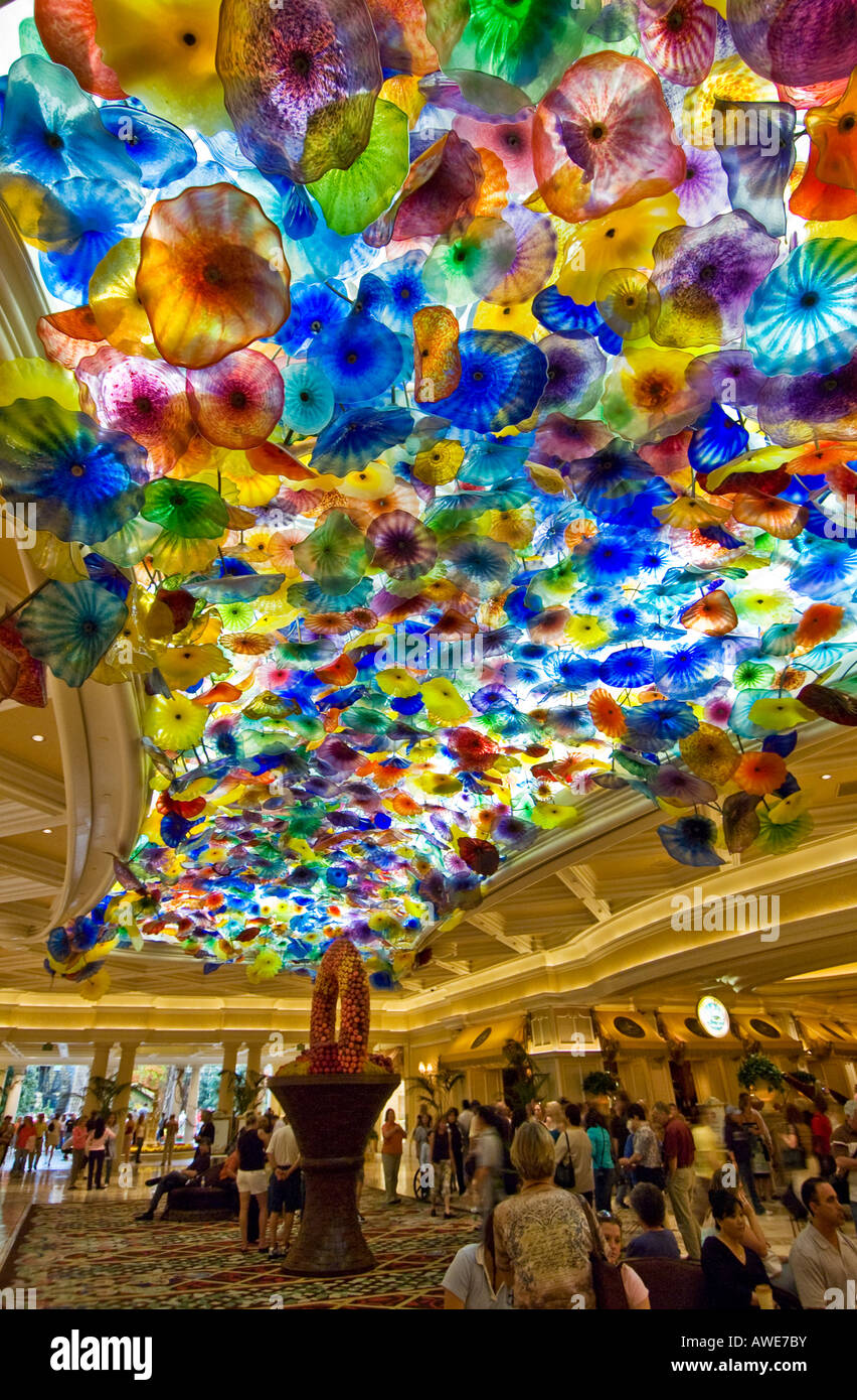 View Of Chihuly Glass Sculpture In The Bellagio Hotel Lobby