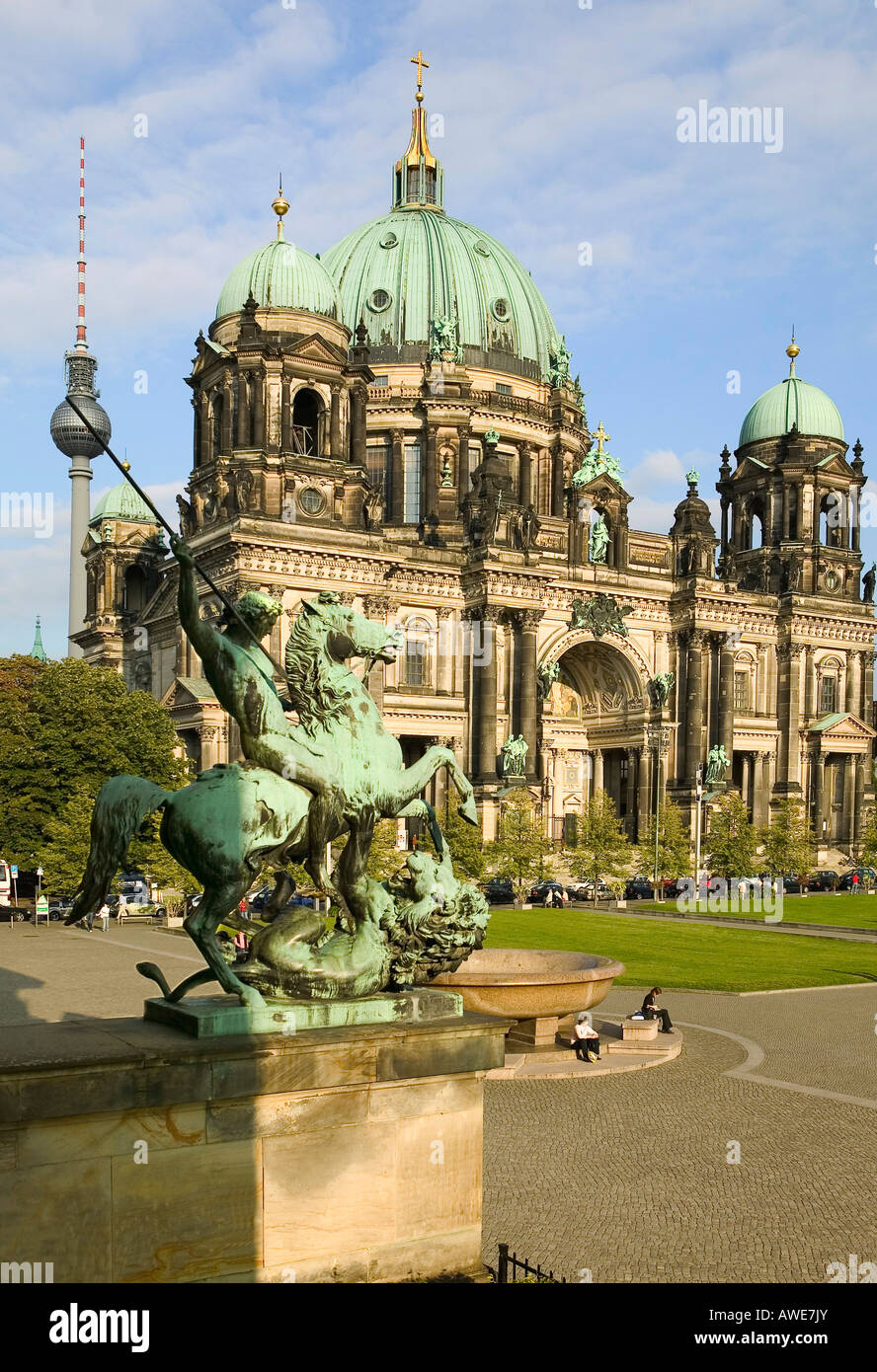 Berliner Dom church church horse architecture Berlin Germany Europe capital city cathedral architecture dome sight square Stock Photo
