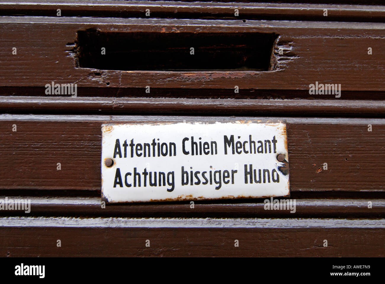 'Beware of the dog sign, Alsace' Stock Photo