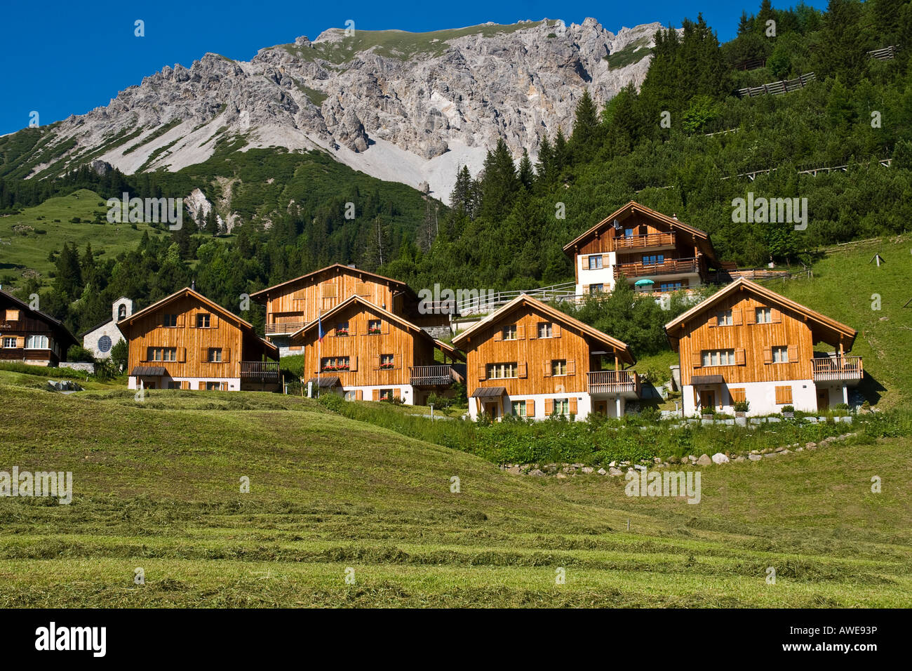 Wood houses, Malbun, Liechtenstein, Europe Stock Photo 16554873 Alamy